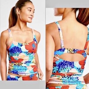 Athleta Ruched Square Neck Tankini Swim Top - 36 B/C - TOP ONLY- NEW WITH TAGS